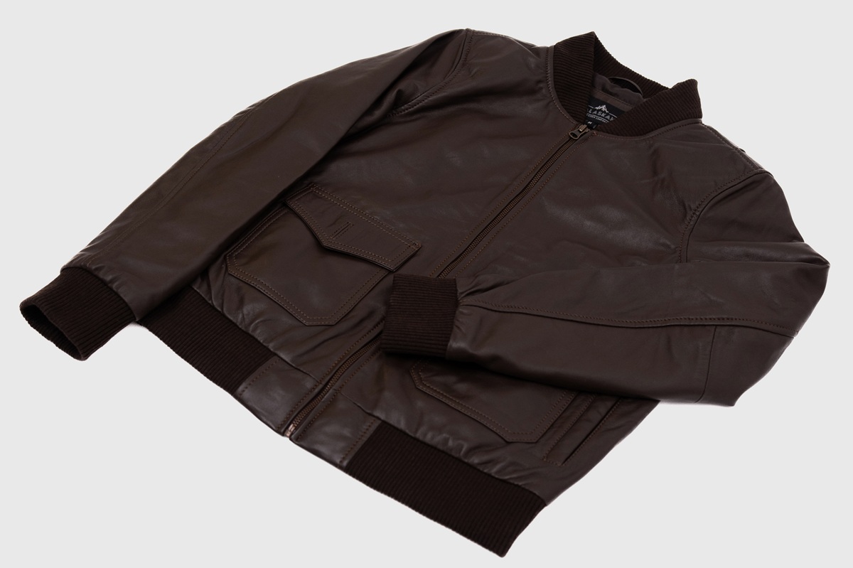 Chloe Brown Leather Bomber Jacket For Women